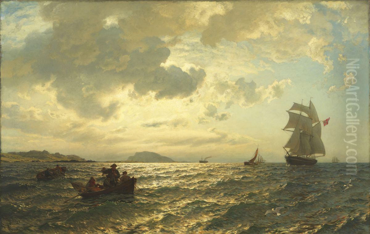 Fresh Breeze on the Norwegian Coast Oil Painting by Hans Gude