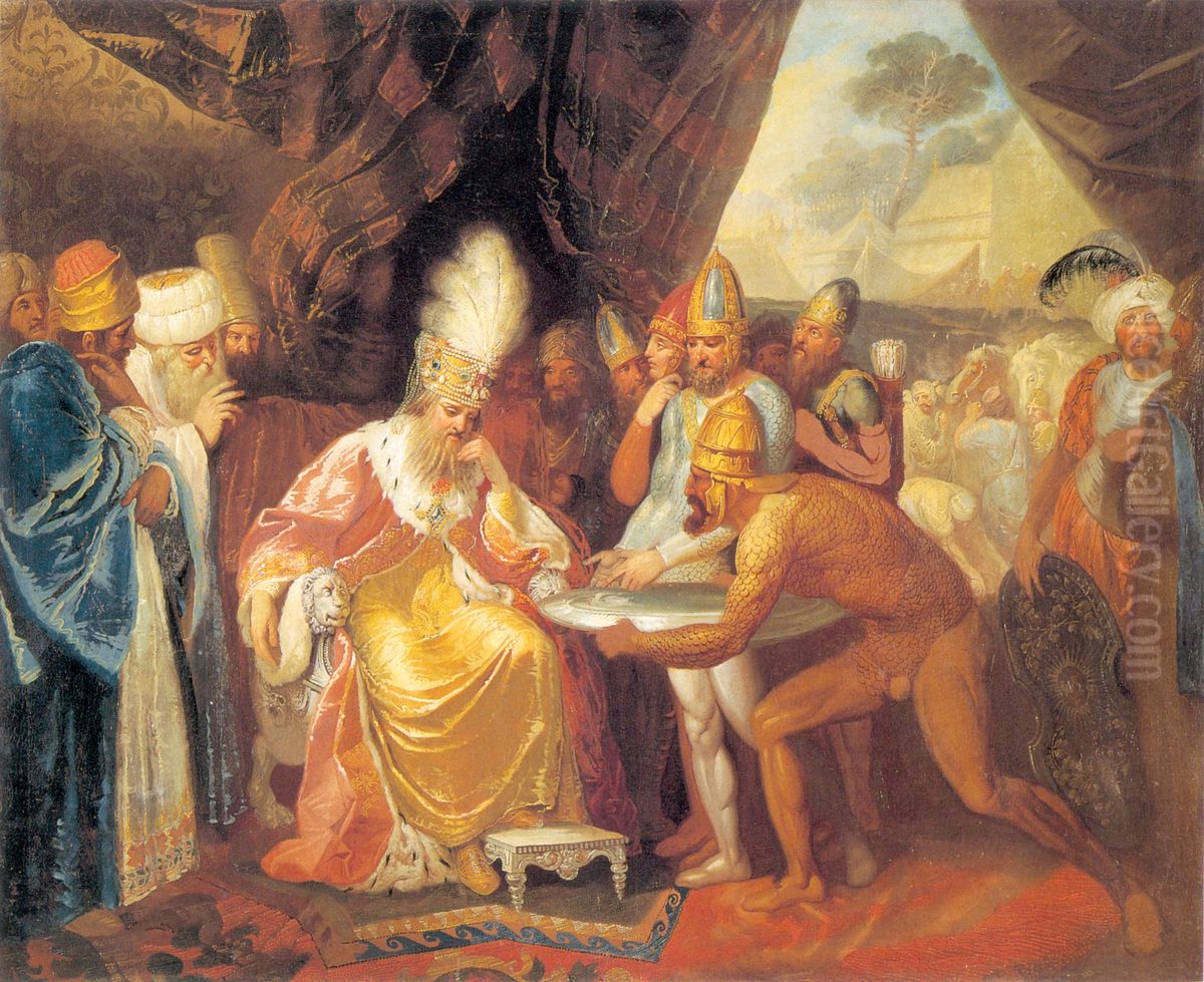 Scythian emissaries meeting with Darius. Oil Painting by Franciszek Smuglewicz