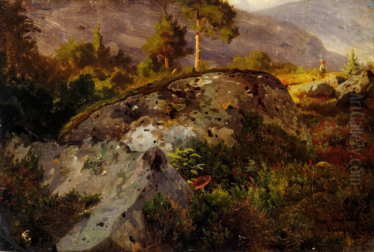 Landscape Study from Vaga Oil Painting by Hans Gude