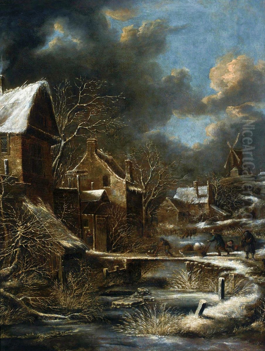 Winter landscape. Oil Painting by Nicolaes Molenaer