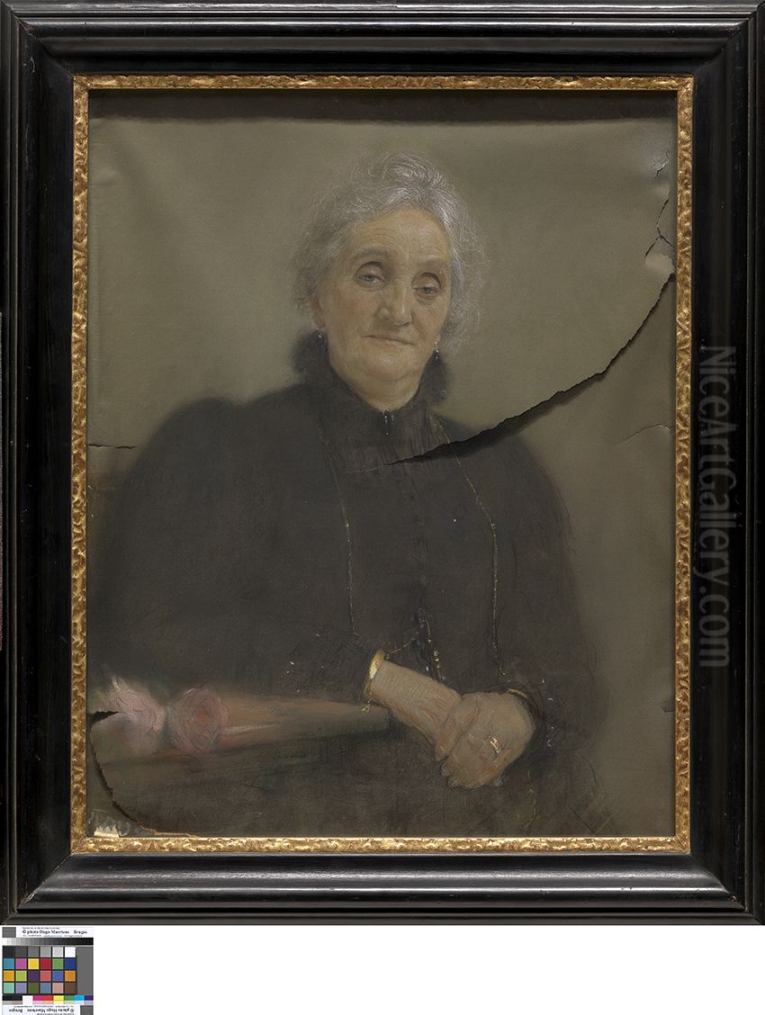 Portret van mevrouw Lucien Wolles Oil Painting by Lucien Wolles