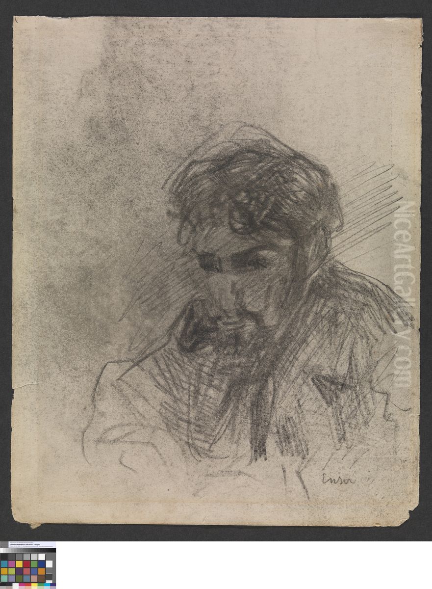 Self-Portrait Oil Painting by James Ensor