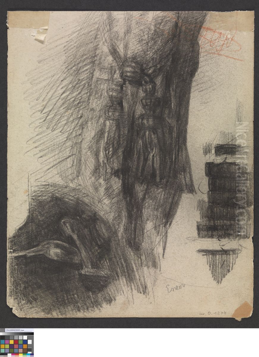 Two spoons and a curtain Oil Painting by James Ensor