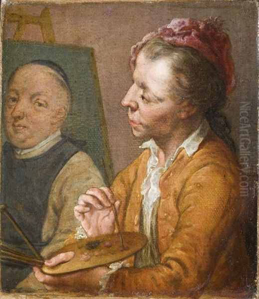 Een schilder aan het werk Oil Painting by Jan Anton Garemyn