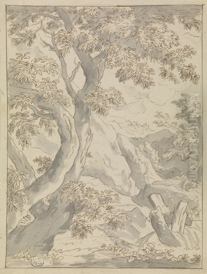 Landschap met de heilige Hieronymus Oil Painting by Abraham Genoels