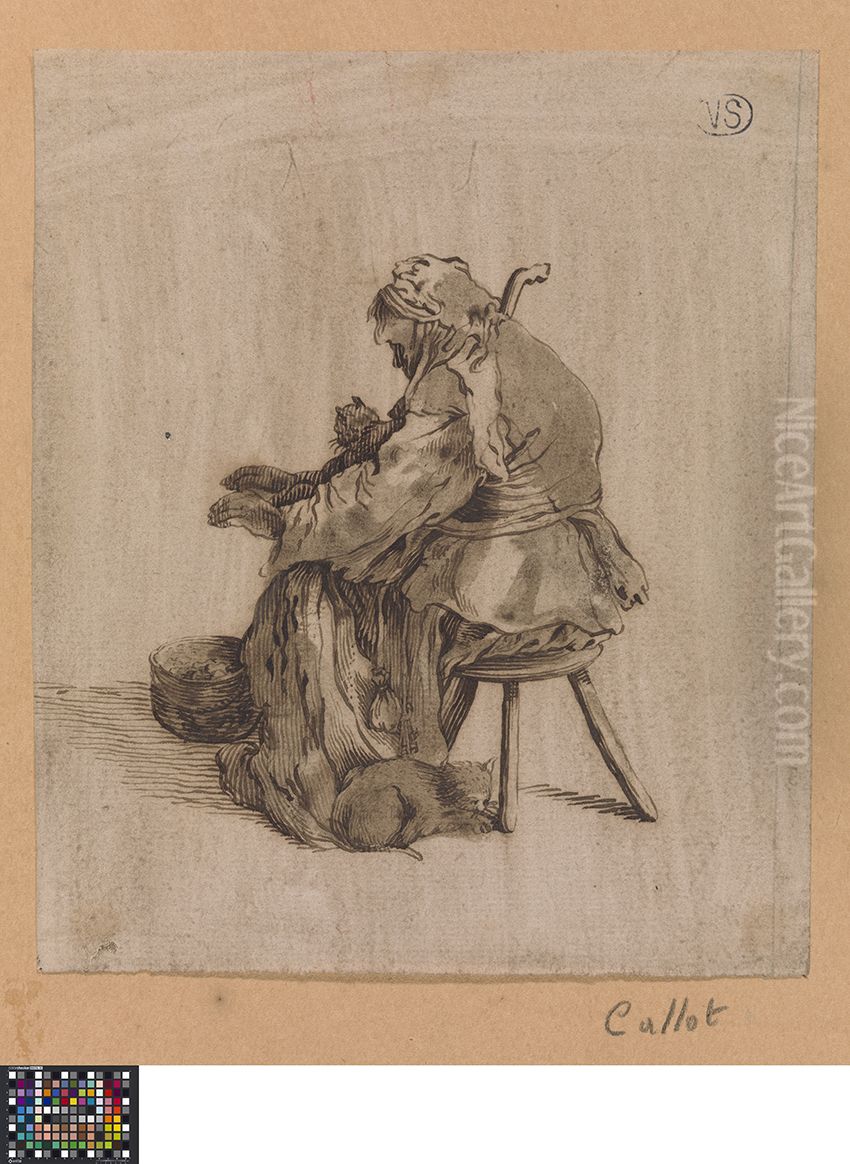 Oude vrouw met katten Oil Painting by Jacques Callot Oude vrouw met katten Oil Painting by Jacques Callot