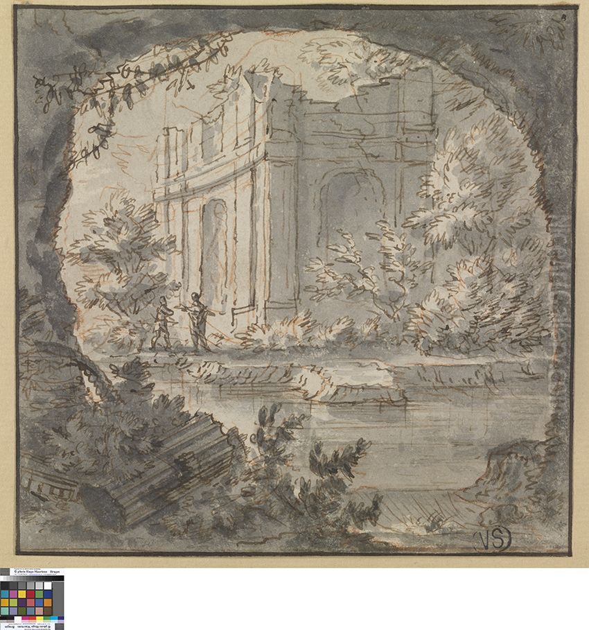 Landschap met architectuur Oil Painting by Abraham Rademaker