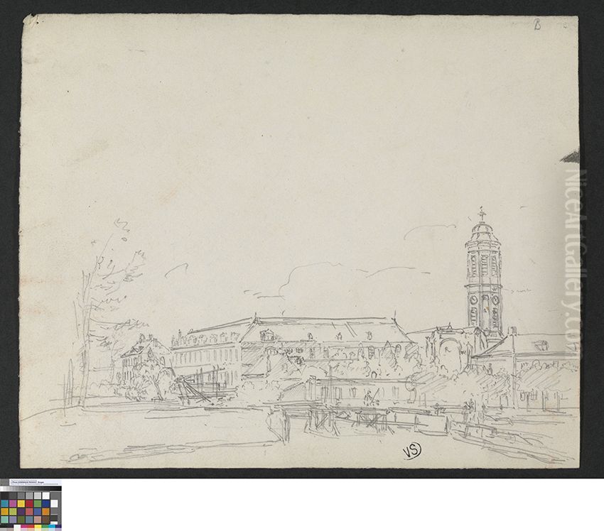 Klooster en kerktoren van Drongen, Gent Oil Painting by Pieter-Frans De Noter