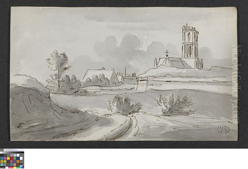 Dorpslandschap Oil Painting by Pieter-Frans De Noter