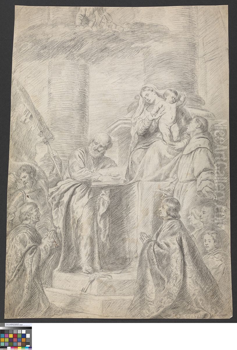 Madonna mit Kind verehrt durch Heilige und Stifter Oil Painting by Titian