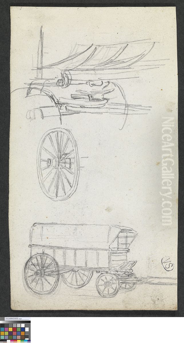Studies van een huifkar / kleedwagen Oil Painting by Pieter-Frans De Noter