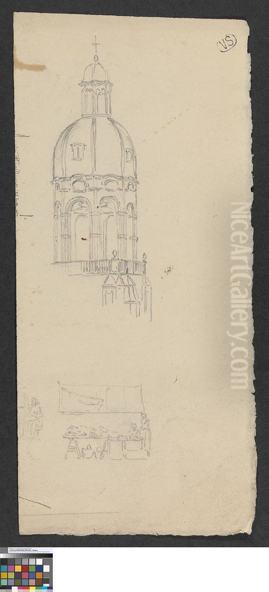 Toren van de Stin-Andrieskerk in Antwerpen Oil Painting by Pieter-Frans De Noter