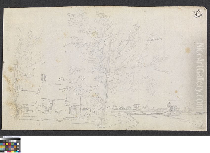 Landschap met hoeve Oil Painting by Pieter-Frans De Noter