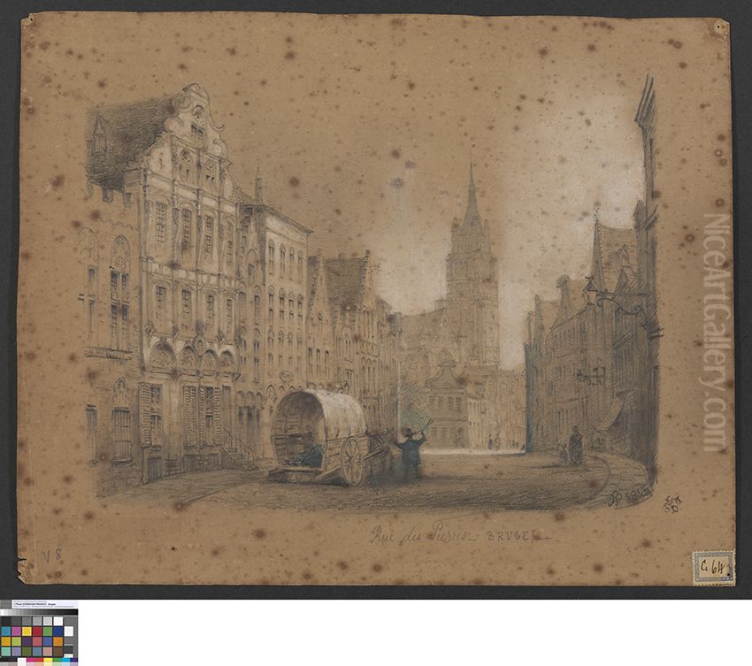 De Steenstraat in Brugge Oil Painting by Auguste Beernaert