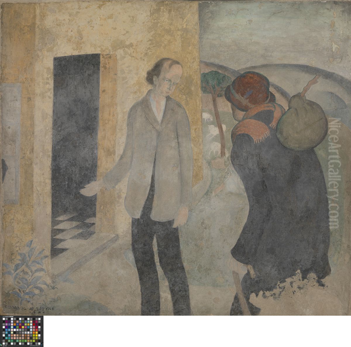 Hospitality to Strangers Oil Painting by Gustave Van De Woestijne