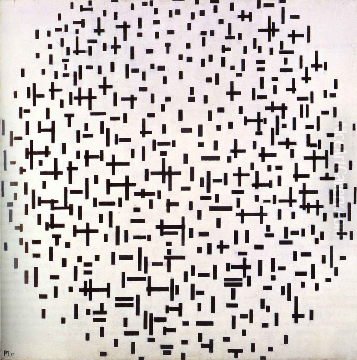 Compositie in lijn Oil Painting by Piet Mondrian