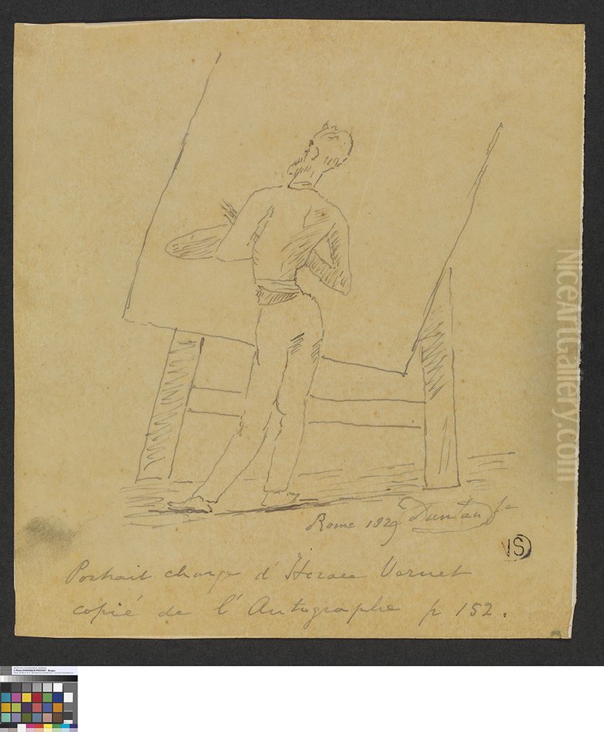 Karikatuur van Horace Vernet Oil Painting by Antoine Laurent Dantan