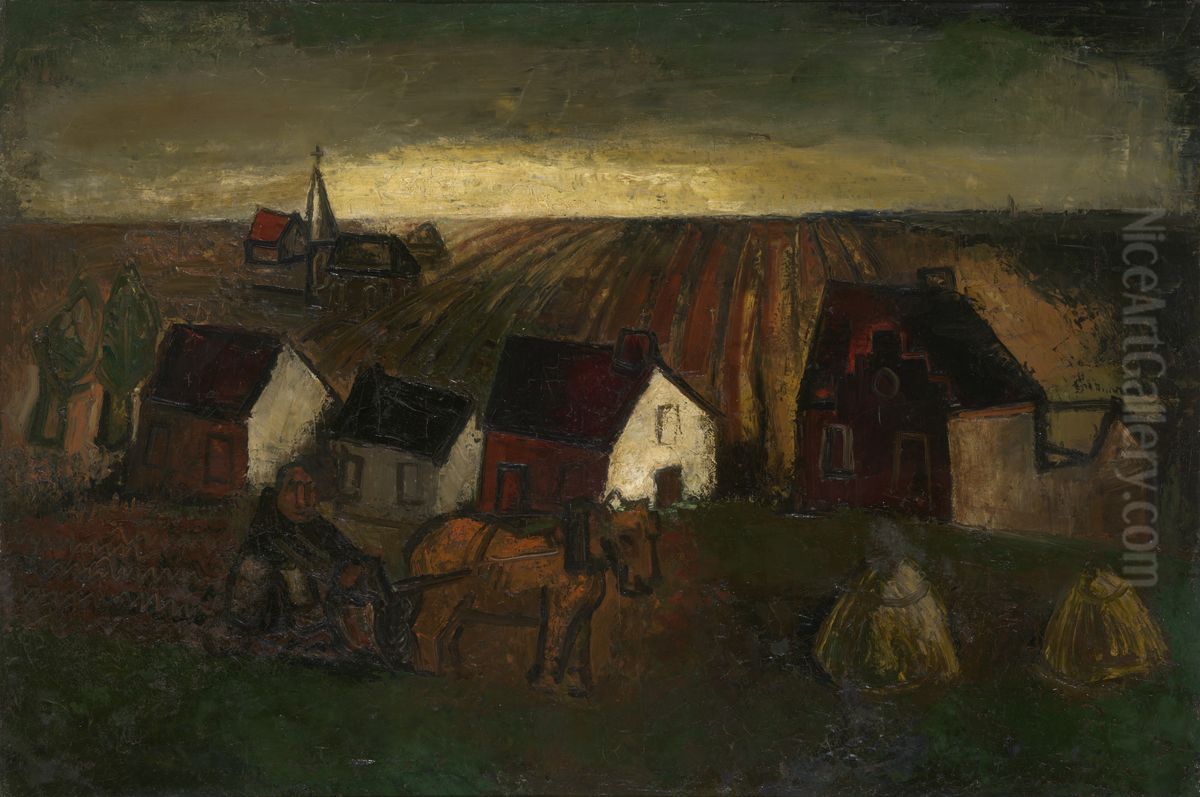 Landschap Oil Painting by Frits Van Den Berghe