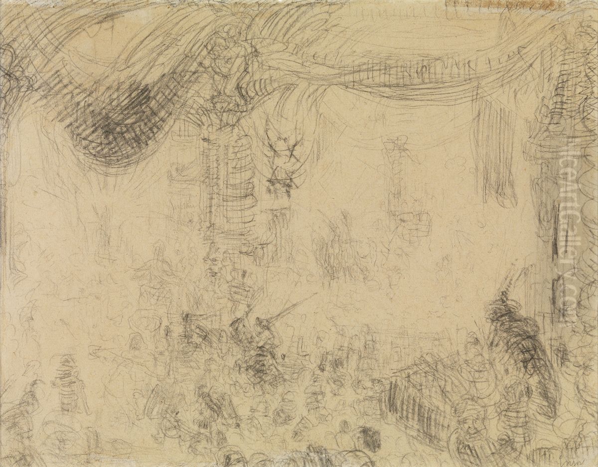 Christ shown to the People and Christ's Entry into Jerusalem Oil Painting by James Ensor