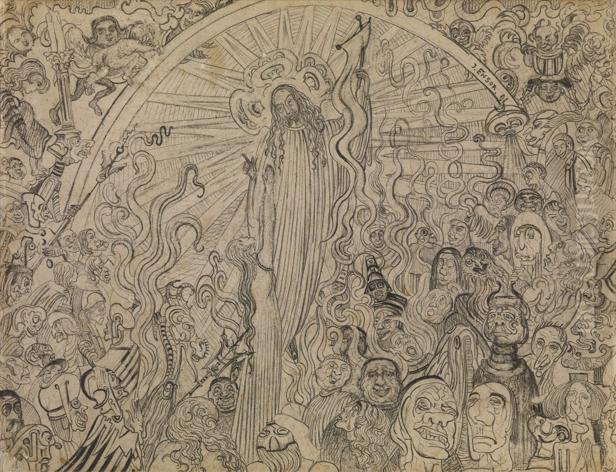 Christ Descending to Hell Oil Painting by James Ensor
