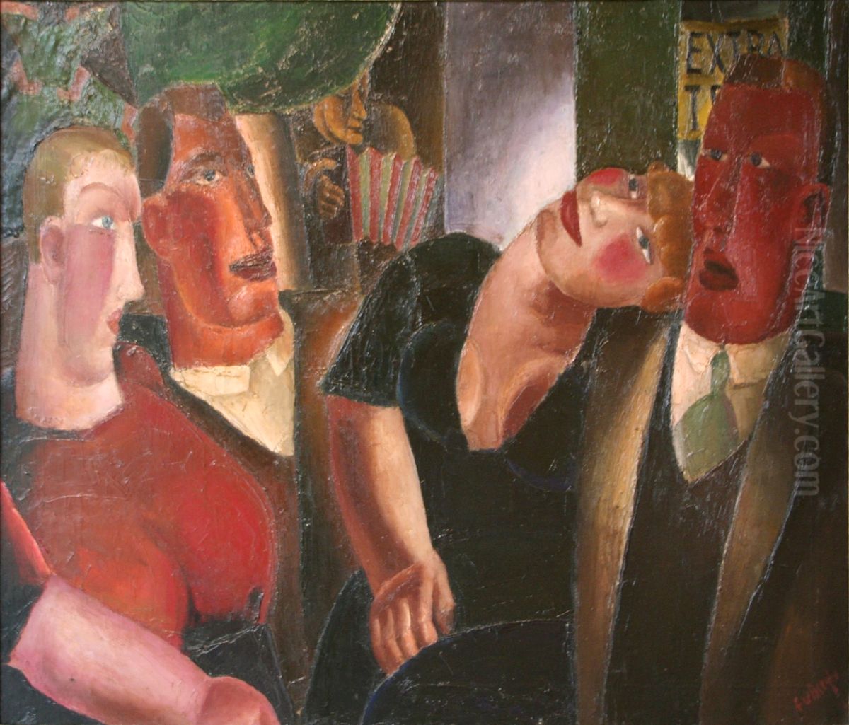 Lovers in the village Oil Painting by Frits Van Den Berghe