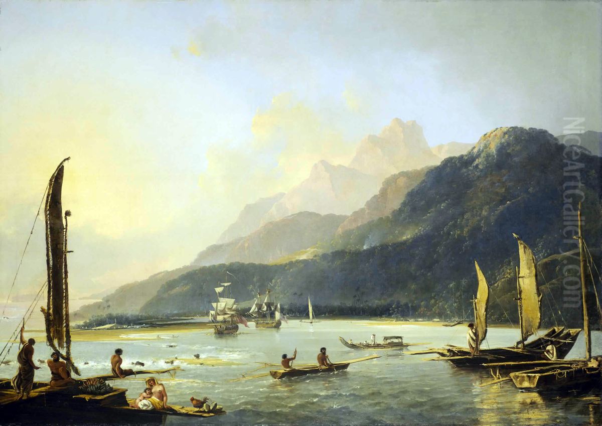 '[A] view of Maitavie Bay, [in the island of] Otaheite [Tahiti]' Oil Painting by William Hodges