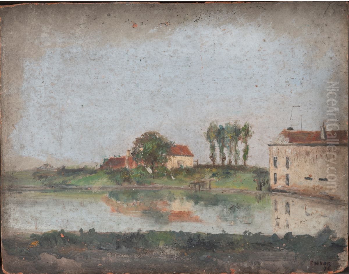 The garden at cafe Tivoli in Ostend Oil Painting by James Ensor