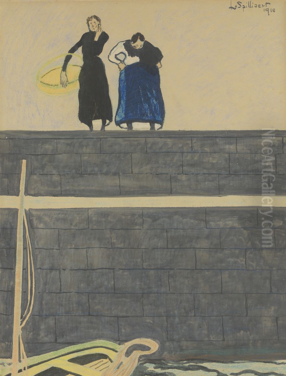 Vissersvrouwen op de kaai Oil Painting by Leon Spilliaert