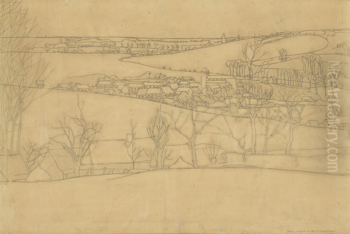 Panorama van Etikhove Oil Painting by Valerius De Saedeleer