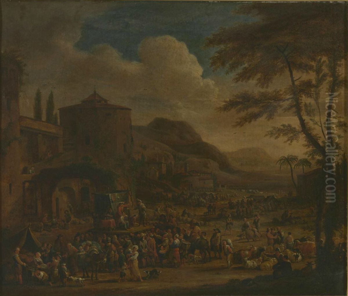 Market in Italy Oil Painting by Pieter Bout