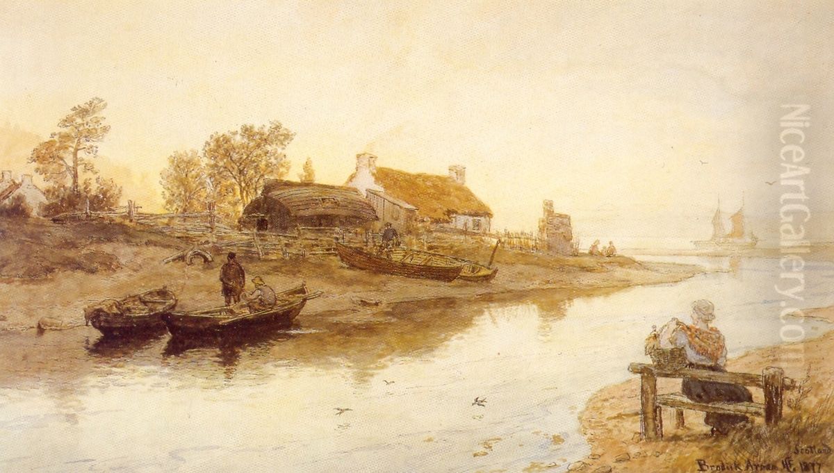 River Mouth at Brodick, Arran, Scotland Oil Painting by Hans Gude