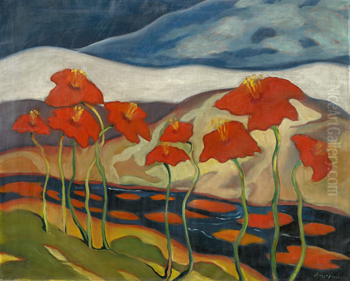 Landscape with Flowers Oil Painting by Zoltan Palugyay Landscape with Flowers Oil Painting by Zoltan Palugyay