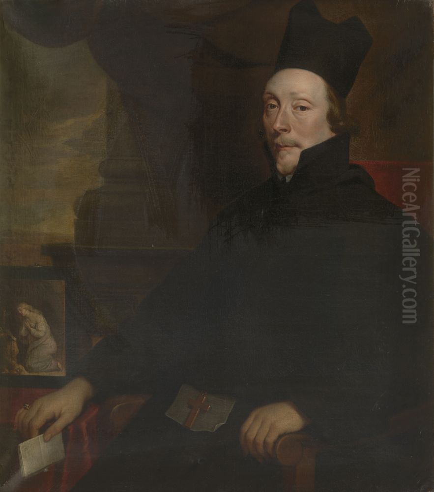 Portrait of Winand de la Margelle, abbot of the Sint-Gertrudisabdij Oil Painting by Gaspar De Crayer