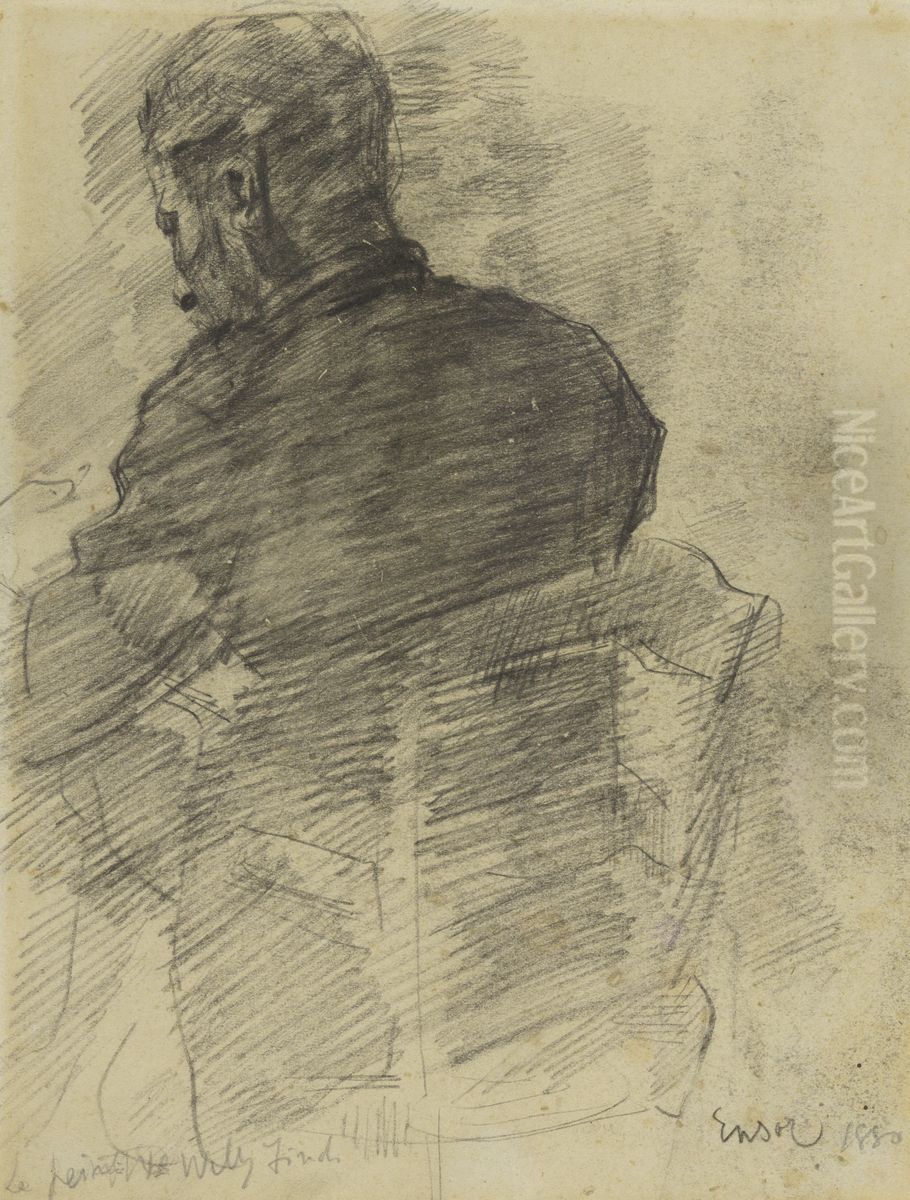 Portret van Willy Finch op de rug Oil Painting by James Ensor