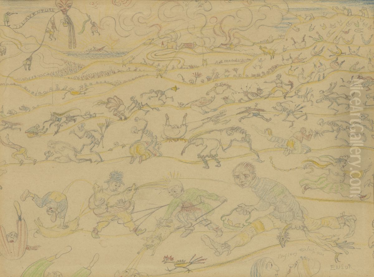 De gefopte boeren Oil Painting by James Ensor