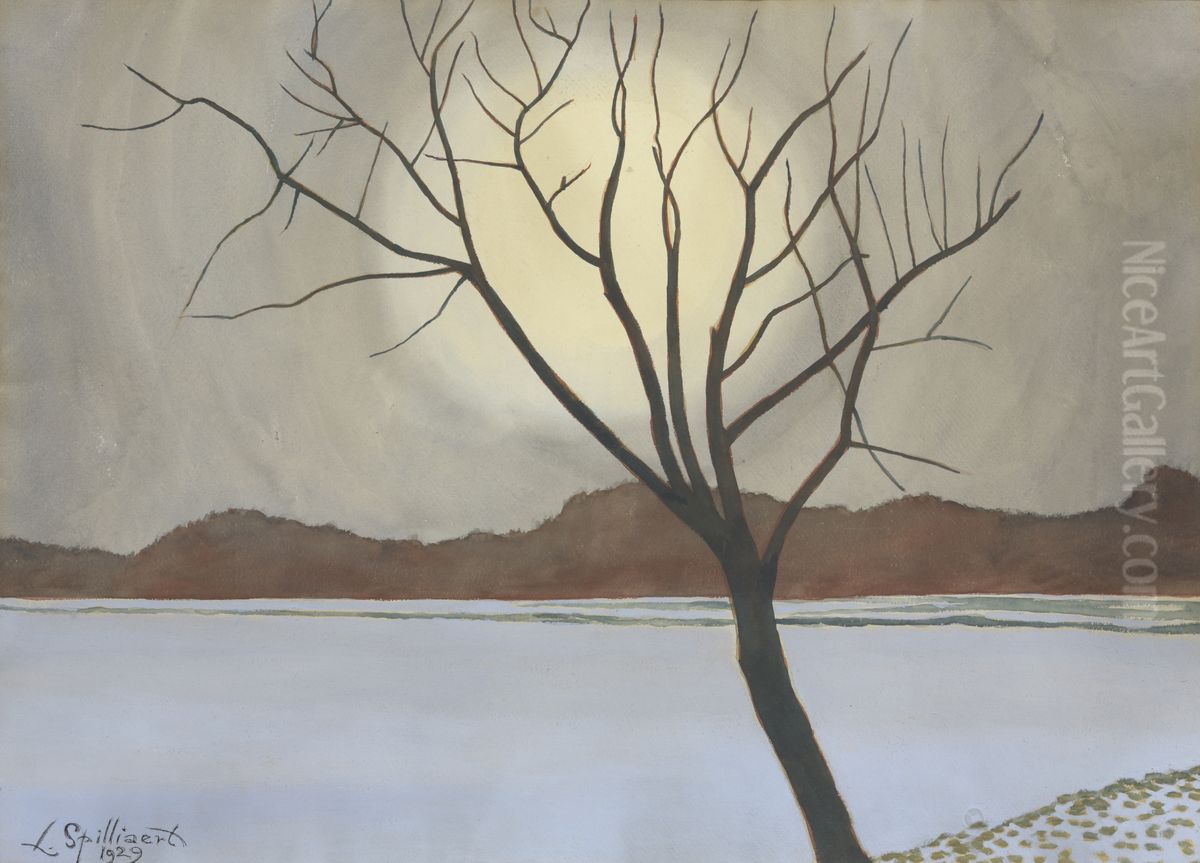 Landschap met boom op het voorplan Oil Painting by Leon Spilliaert