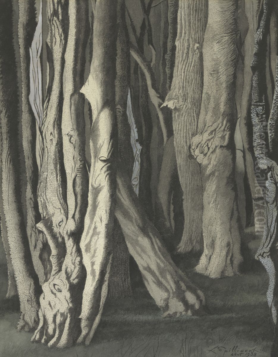 Bomen (Knoestige boomstammen) Oil Painting by Leon Spilliaert