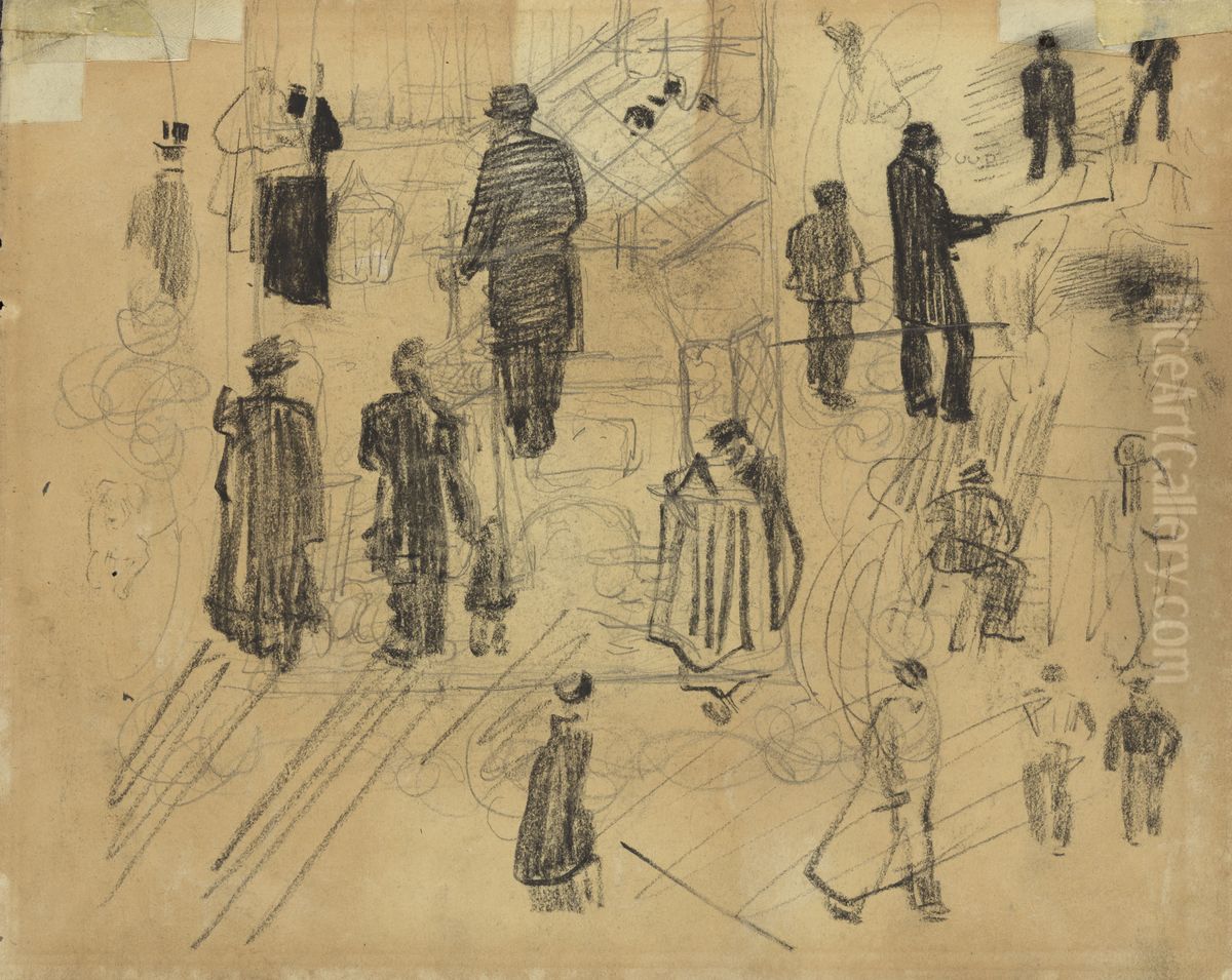 Figuren (verso) Oil Painting by James Ensor