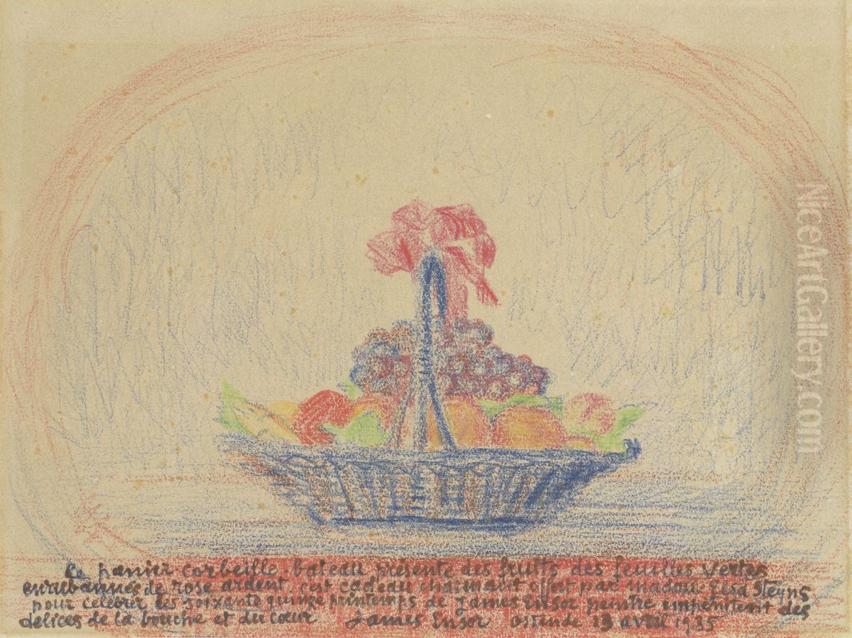 Mand met vruchten Oil Painting by James Ensor