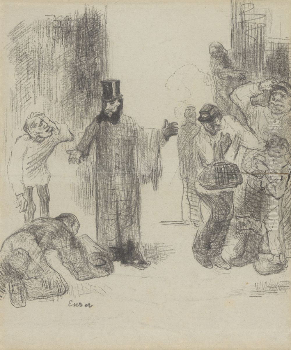 De pakjesdragers Oil Painting by James Ensor