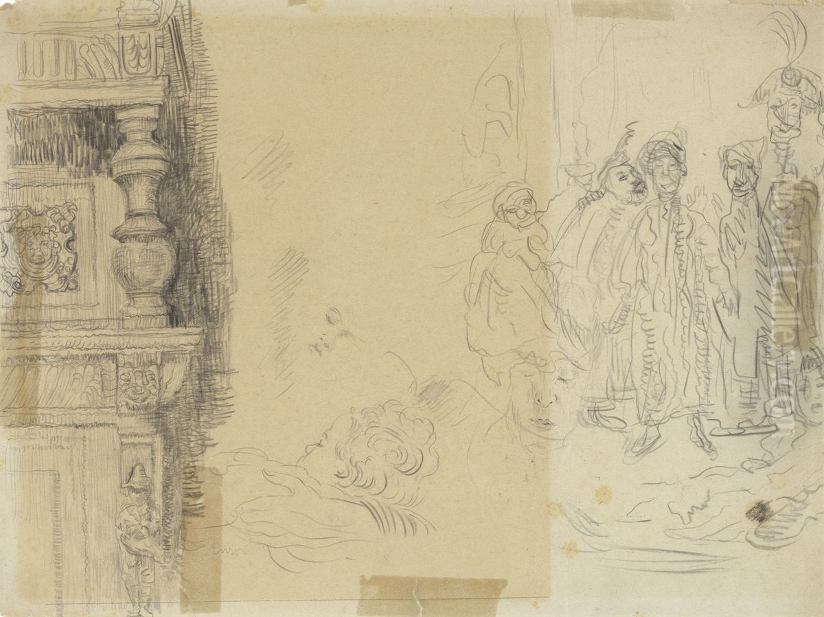 Pronkkast en figuren Oil Painting by James Ensor