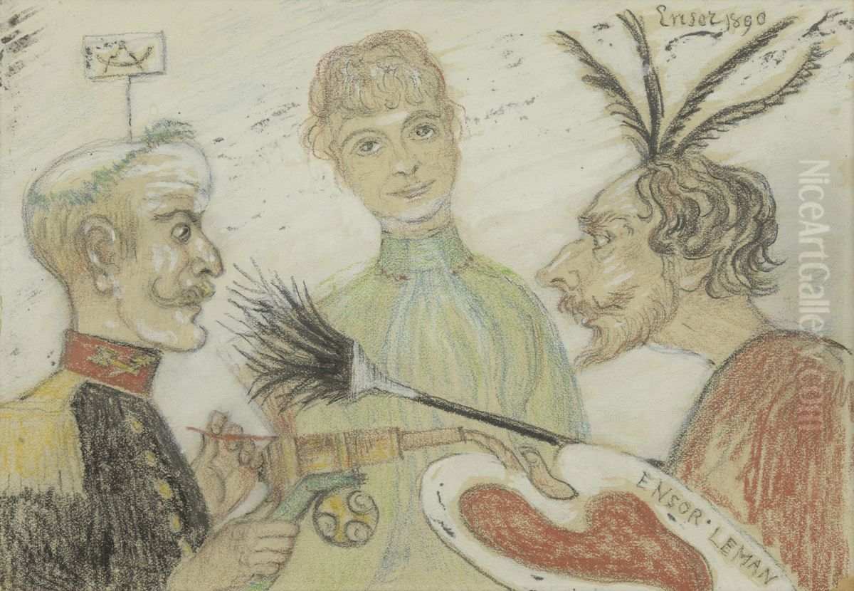 Ensor en Generaal Leman Oil Painting by James Ensor Ensor en Generaal Leman Oil Painting by James Ensor