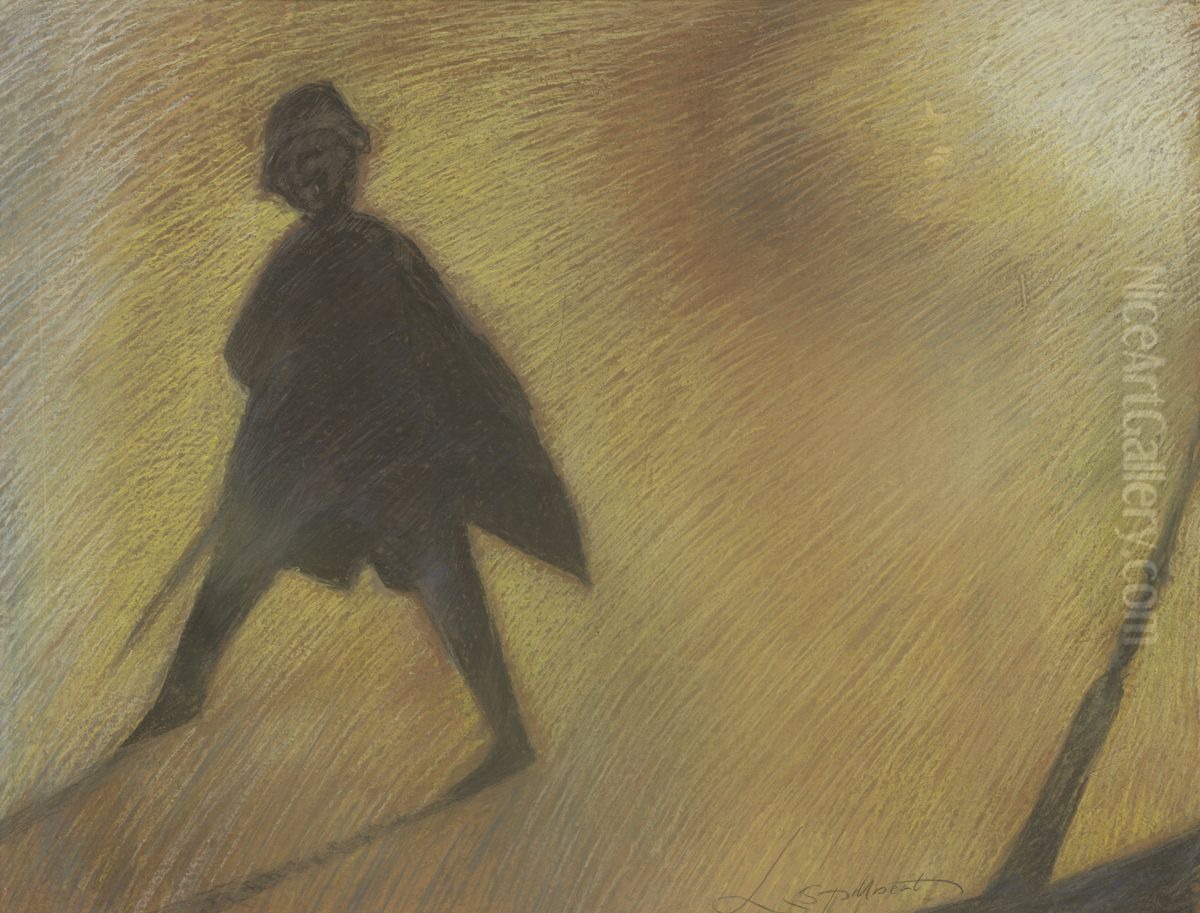 Het einde van een mooie dag - Figuur in tegenlicht Oil Painting by Leon Spilliaert