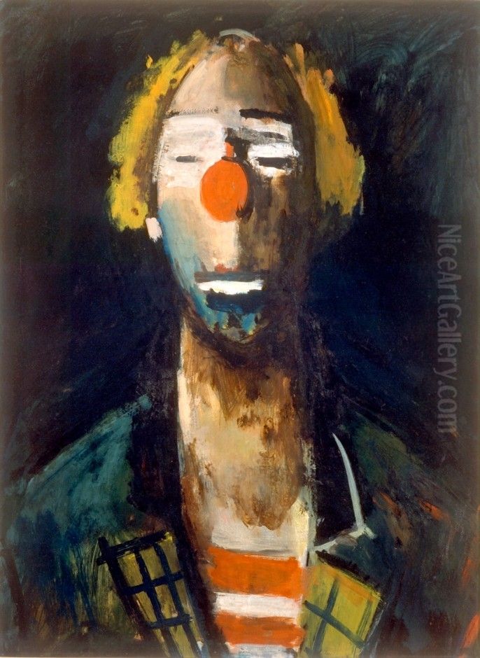 Tete de Clown Oil Painting by Joseph Kutter