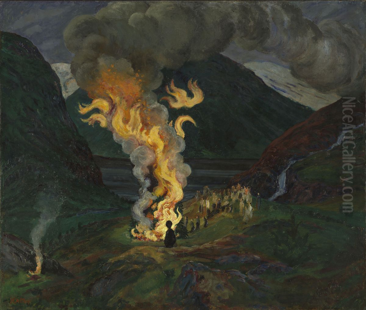 Jonsokbal Oil Painting by Nikolai Astrup