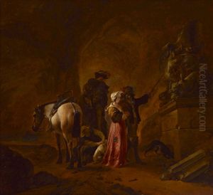 Cave interior with travellers