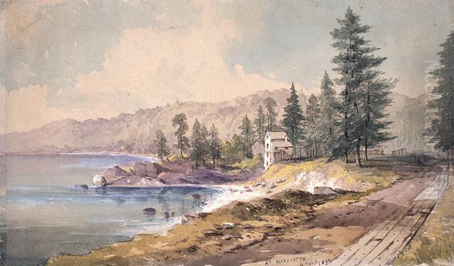 At Marquette, Michigan Oil Painting by Frances Anne Hopkins