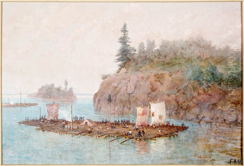The Lumber Raft Oil Painting by Frances Anne Hopkins