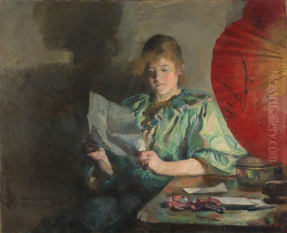 Evening, Interior Oil Painting by Harriet Backer