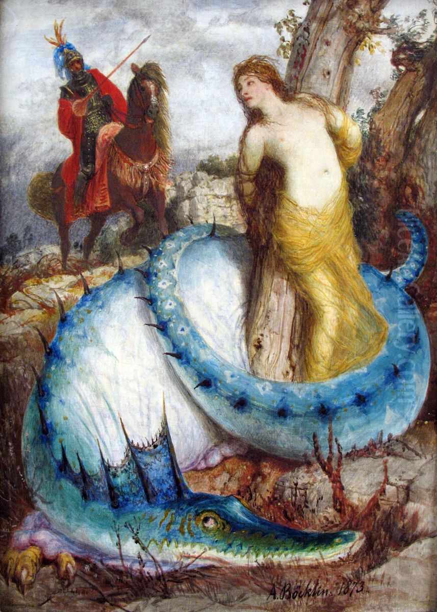 Ruggiero and Angelica Oil Painting by Arnold Bocklin